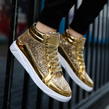 Men's Women's Bling Lace Up Sneakers - Gold - Bling Sneakers - 9.5 B - PU Leather - image 14
