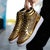 Men's Women's Bling Lace Up Sneakers - Gold - Bling Sneakers - 9.5 B - PU Leather - image 5
