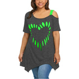 Women's Love Heart Printed Plus Size Shirt - Grey/Green - Shirt - 5XL - Polyester - image 17