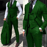 Men's Fashion Formal Wedding Tuxedos 3Pc - Green - 3 Pcs Suit - 6XL - Polyester - image 3