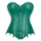 Women's Faux Leather Fitted Corset - Green - Hook Up Corset - 7XL - PU Leather - image 15