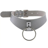 Women's Cosplay Dog Collar Choker - Grey - Circle Choker - Medium - PU Leather - image 9