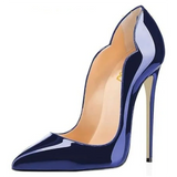 Women's Colored Checkered Patent High Heels - Black/White - 12cm Heel - 44 B - PU Leather - image 15