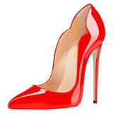 Women's Colored Checkered Patent High Heels - Red - 12cm Heel - 44 B - PU Leather - image 21