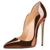 Women's Colored Checkered Patent High Heels - Black/White - 12cm Heel - 44 B - PU Leather - image 16