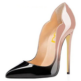 Women's Colored Checkered Patent High Heels - Black/White - 12cm Heel - 44 B - PU Leather - image 17