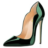Women's Colored Checkered Patent High Heels - Black/White - 12cm Heel - 44 B - PU Leather - image 34
