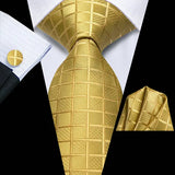Funki Buys | Neckties | Men's 3 Pcs Golden Yellow Checked Tie Set