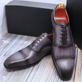 Men's Elegant Leather Oxford Brogue Shoe - Black - Formal Shoes - 12 B - Genuine Leather - image 36