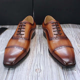 Men's Elegant Leather Oxford Brogue Shoe - Black - Formal Shoes - 12 B - Genuine Leather - image 8