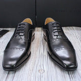 Men's Elegant Leather Oxford Brogue Shoe - Black - Formal Shoes - 12 B - Genuine Leather - image 30