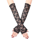 Women's Long Lace Fingerless Gloves - Black - Long Lace Gloves - One Size - Acetate - image 1
