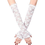Women's Long Lace Fingerless Gloves - White - Long Lace Gloves - One Size - Acetate - image 13