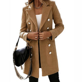 Women's Suit Collar Double Breast Coats - Khaki - Women's Jacket - XXXL - Cashmere - image 21