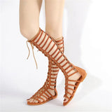 Women's Knee High Gladiator Sandals - Black - Platform Sandals - 42 B - PU Leather - image 7
