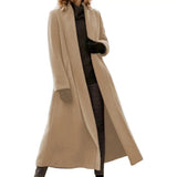 Women's Long Woolen Cardigan Coat - Khaki - Jacket - 3XL - Wool Blend - image 15