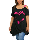 Women's Love Heart Printed Plus Size Shirt - Black/Hot Pink - Shirt - 5XL - Polyester - image 18