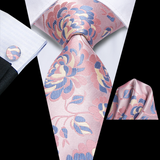 Funki Buys | Neckties | Men's 3 Pcs Pink Blue Floral Tie Set