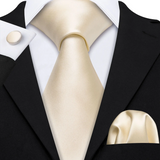 Funki Buys | Neckties | Men's 3 Pcs Elegant Cream Formal Tie Set