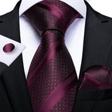 Funki Buys | Neckties | Men's 3 Pcs Burgundy Red Luxury Tie Sets