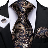Men's 3 Pcs Silk Paisley Tie Set - Gold - 3 Pcs Necktie Set - One Size - Silk - image 7