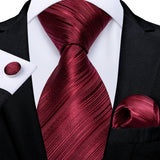 Funki Buys | Neckties | Men's 3 Pcs Burgundy Red Luxury Tie Sets