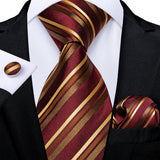 Funki Buys | Neckties | Men's 3 Pcs Burgundy Red Luxury Tie Sets