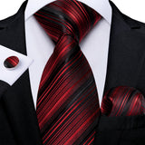 Funki Buys | Neckties | Men's 3 Pcs Burgundy Red Luxury Tie Sets