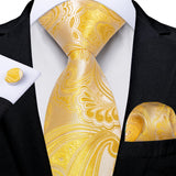 Men's 3 Pcs Luxury Gold Paisley Tie Sets - Gold - LDSN8300 - One Size - Silk - image 9