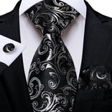 Funki Buys | Neckties | Men's 3 Pcs Formal Black Silver Tie Set