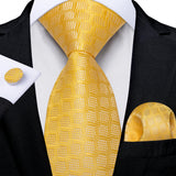 Men's 3 Pcs Luxury Gold Paisley Tie Sets - Gold - LDSN8343 - One Size - Silk - image 7