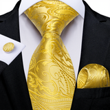 Funki Buys | Neckties | Men's 3 Pcs Luxury Gold Paisley Tie Sets