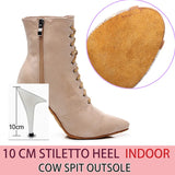 Women's Lace-up Suede Dress Boots - Beige - 1 / Suede 10.0cm Heels - 44 B - PU Suede Leather - image 44