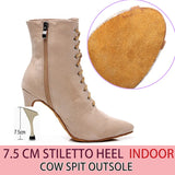 Women's Lace-up Suede Dress Boots - Beige - 1 / Suede 10.0cm Heels - 44 B - PU Suede Leather - image 48