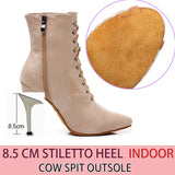Women's Lace-up Suede Dress Boots - Beige - 1 / Suede 10.0cm Heels - 44 B - PU Suede Leather - image 47