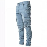 Men's Slim Fit Skinny Denim Jeans - Light Blue - Skinny Jeans - 4XL - Polyester Denim - image 17