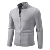 Men's ZipUp Slim Fit Stand Collar Jacket - Light Grey - Sweatshirt Jacket - 4XL - Polyester - image 4