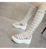 Women's Cut Out Gladiator Sandals - Black - Platform Sandals - 42 B - PU Leather - image 22
