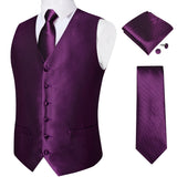 Men's 4 Pcs Luxury Formal Vest Tie Set - Purple - 4Pcs Set -M-0129 - XXXL - Silk - image 2
