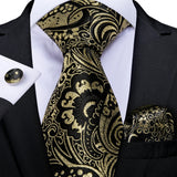 Men's 3 Pcs Luxury Jacquard Tie Sets - Black/Yellow - M-7023 - One Size - Silk - image 6