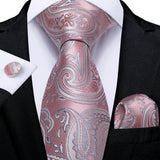 Men's 3 Pcs Luxury Jacquard Tie Sets - Pink- M-7187 - One Size - Silk - image 20