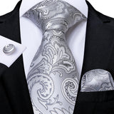 Men's 3 Pcs Luxury Jacquard Tie Sets - Gray - M-7244 - One Size - Silk - image 1