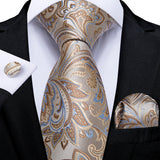 Men's 3 Pcs Luxury Jacquard Tie Sets - Beige - M-7290 - One Size - Silk - image 23