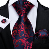 Men's 3 Pcs Luxury Jacquard Tie Sets - Blue/Red - M-7385 - One Size - Silk - image 10