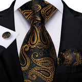 Men's 3 Pcs Luxury Jacquard Tie Sets - Black/Gold - M-7488 - One Size - Silk - image 8