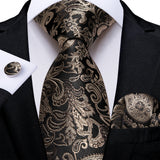 Men's 3 Pcs Luxury Jacquard Tie Sets - Brown/Beige - M-7673 O - One Size - Silk - image 7