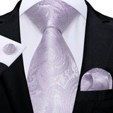 Men's 3 Pcs Luxury Jacquard Tie Sets - Lavender- M-7901 - One Size - Silk - image 22