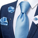 Funki Buys | Neckties | Men's 4 Pcs Pale Blue Geometric Tie Set