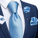 Funki Buys | Neckties | Men's 4 Pcs Pale Blue Geometric Tie Set