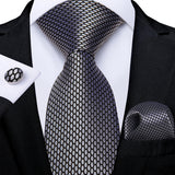 Men's 3 Pcs Slate Gray Formal Tie Set - Gray - 3 Pcs Necktie Set / 1536 - One Size - Polyester/Silk - image 5
